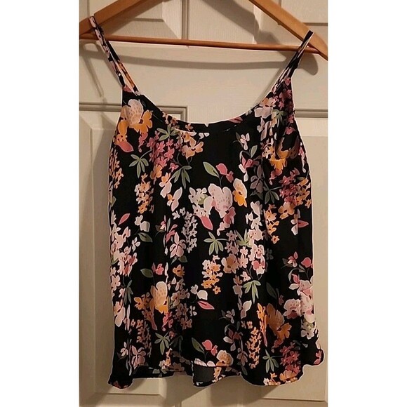 A New Day Summer Top Large Floral Babydoll Layered Ruffle Tank Adjustabl Straps - Picture 2 of 7
